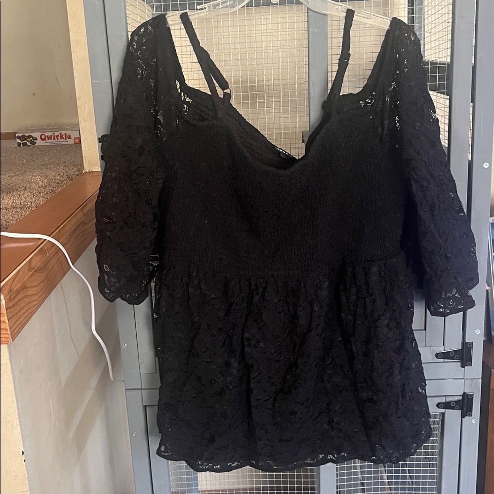 Torrid Black Smocked Top